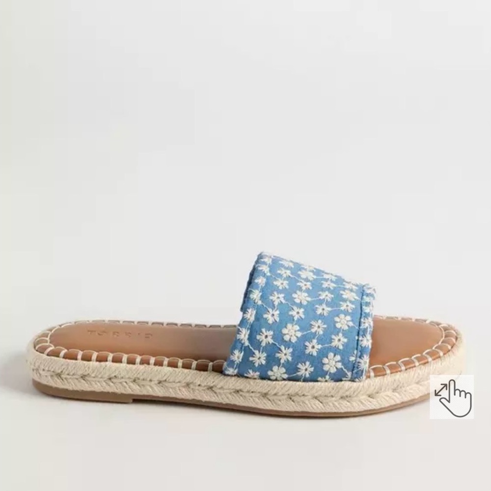 Torrid Blue and White Floral Espadrille Slides - Picture 4 of 4